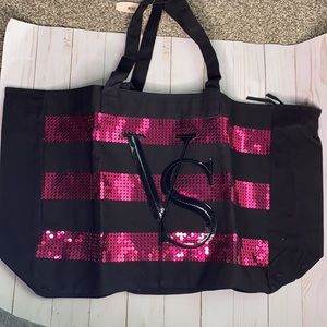 NEW - Victoria’s Secret sequins/ sparkly zipper tote